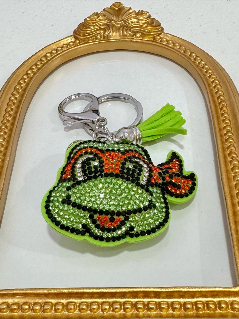 New Crystal Michelangelo Ninja Turtle Keychain Bag Chain w/ tassel